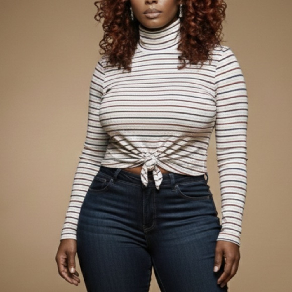 EUC TURTLE NECK CROP TOP WITH BOTTOM TIE